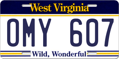 WV license plate OMY607