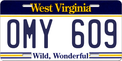 WV license plate OMY609