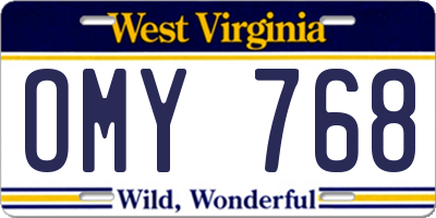 WV license plate OMY768