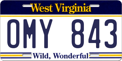 WV license plate OMY843