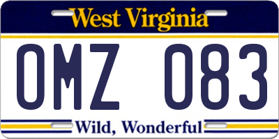 WV license plate OMZ083