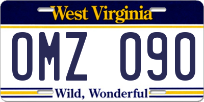 WV license plate OMZ090