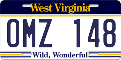 WV license plate OMZ148