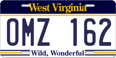 WV license plate OMZ162