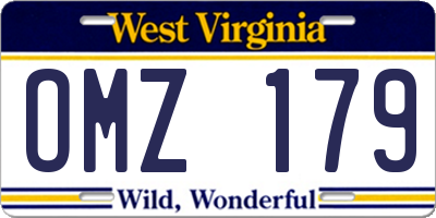 WV license plate OMZ179