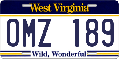 WV license plate OMZ189