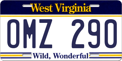 WV license plate OMZ290