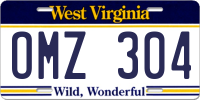 WV license plate OMZ304