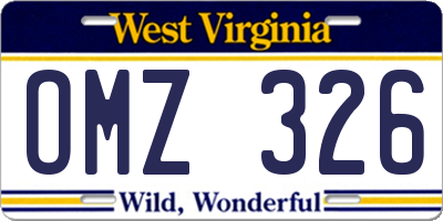 WV license plate OMZ326