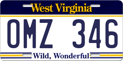 WV license plate OMZ346