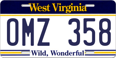 WV license plate OMZ358