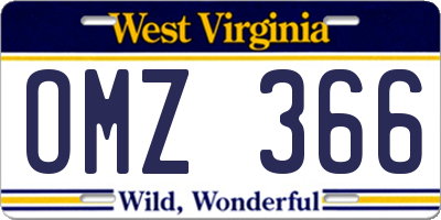 WV license plate OMZ366