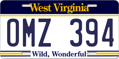 WV license plate OMZ394