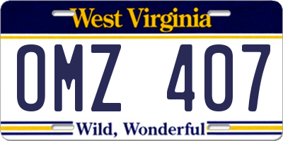 WV license plate OMZ407