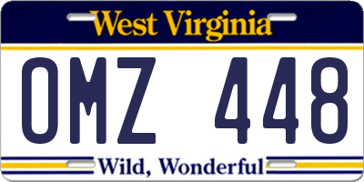 WV license plate OMZ448