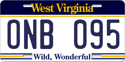 WV license plate ONB095