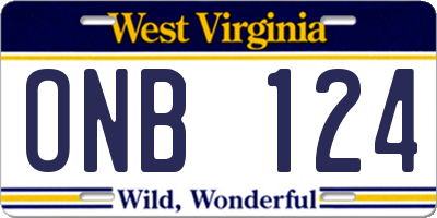 WV license plate ONB124