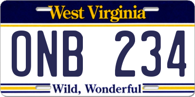 WV license plate ONB234