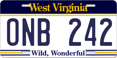 WV license plate ONB242