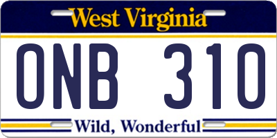 WV license plate ONB310