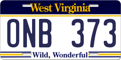 WV license plate ONB373