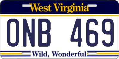 WV license plate ONB469