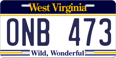 WV license plate ONB473
