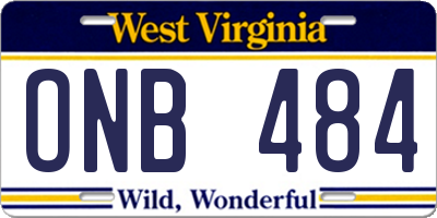 WV license plate ONB484