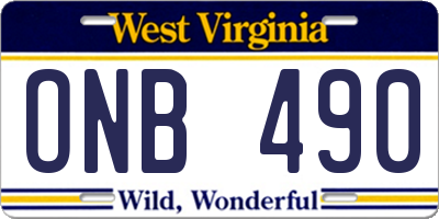 WV license plate ONB490