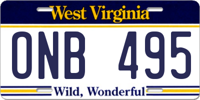 WV license plate ONB495