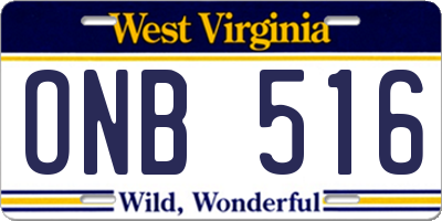 WV license plate ONB516