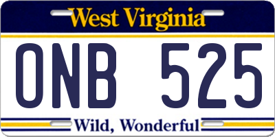 WV license plate ONB525