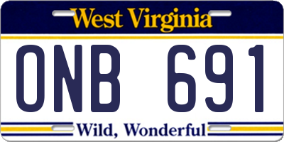 WV license plate ONB691