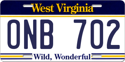 WV license plate ONB702