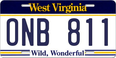 WV license plate ONB811