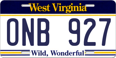 WV license plate ONB927