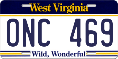 WV license plate ONC469