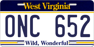 WV license plate ONC652