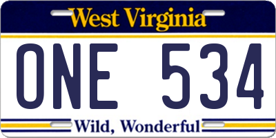 WV license plate ONE534