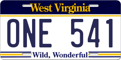 WV license plate ONE541