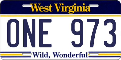 WV license plate ONE973