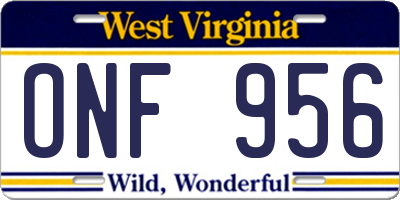 WV license plate ONF956