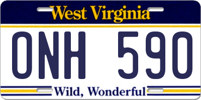 WV license plate ONH590