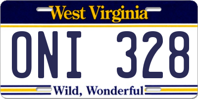 WV license plate ONI328