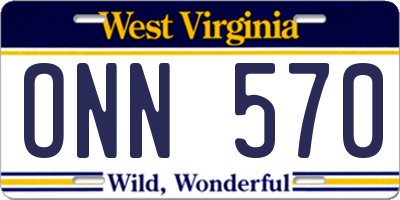 WV license plate ONN570