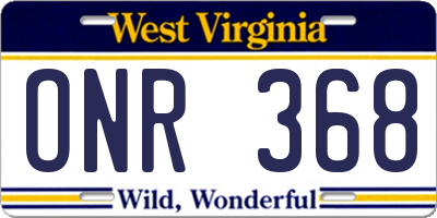 WV license plate ONR368