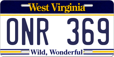 WV license plate ONR369