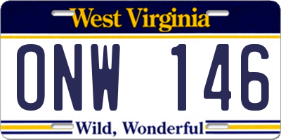WV license plate ONW146