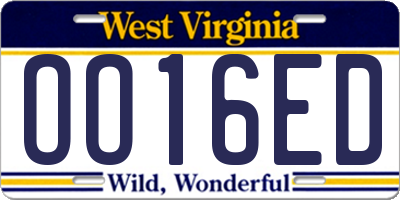 WV license plate OO16ED