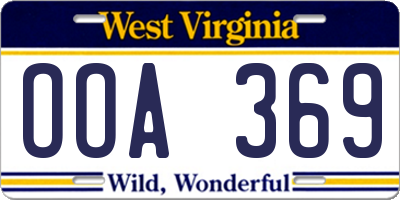 WV license plate OOA369